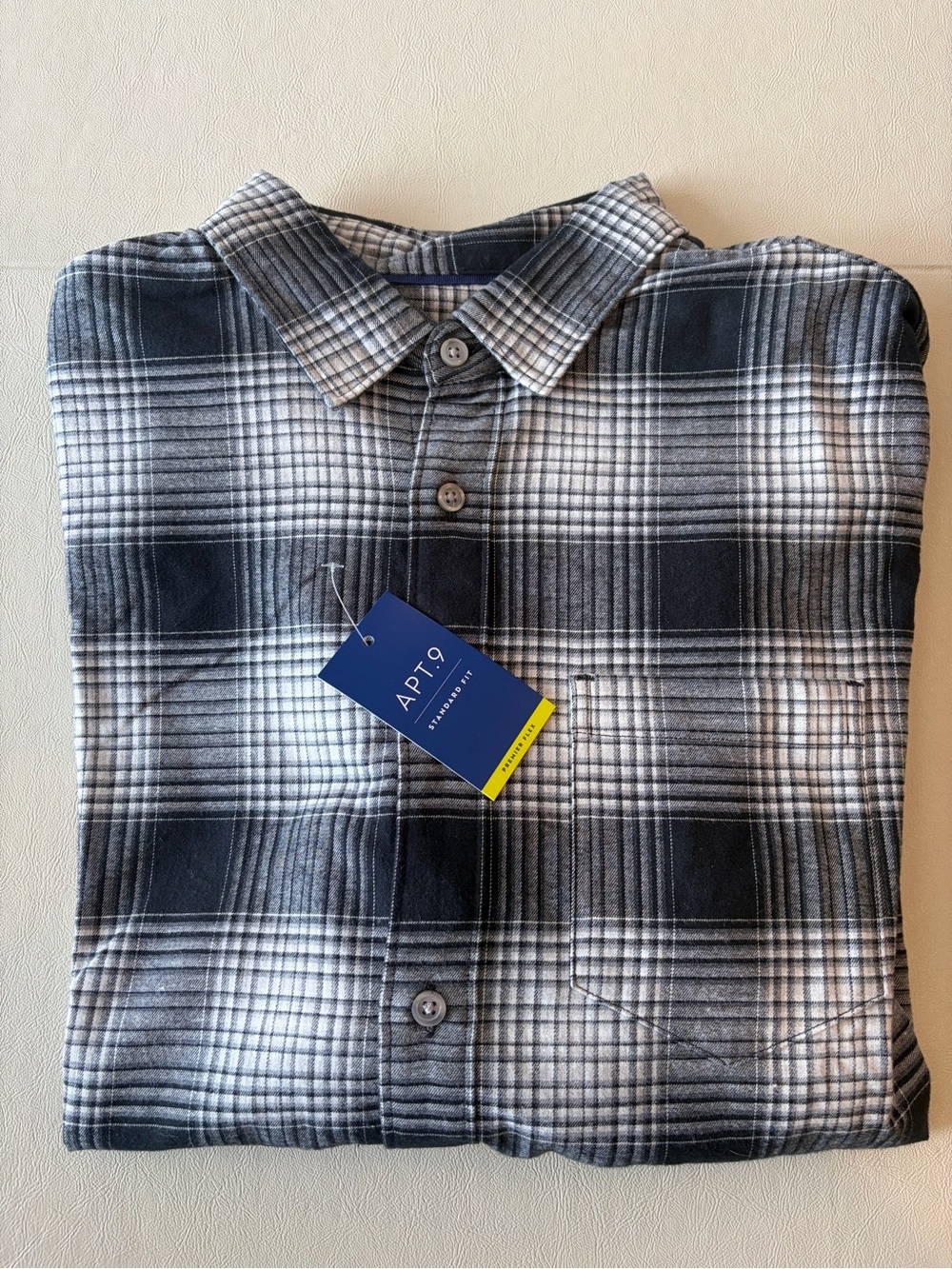 Apt 9 Premier Flex Standard Fit Men’s Size Large Plaid Button-Down Shirt